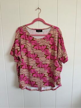 Fighting Eel Pink Floral Dolman Top XL